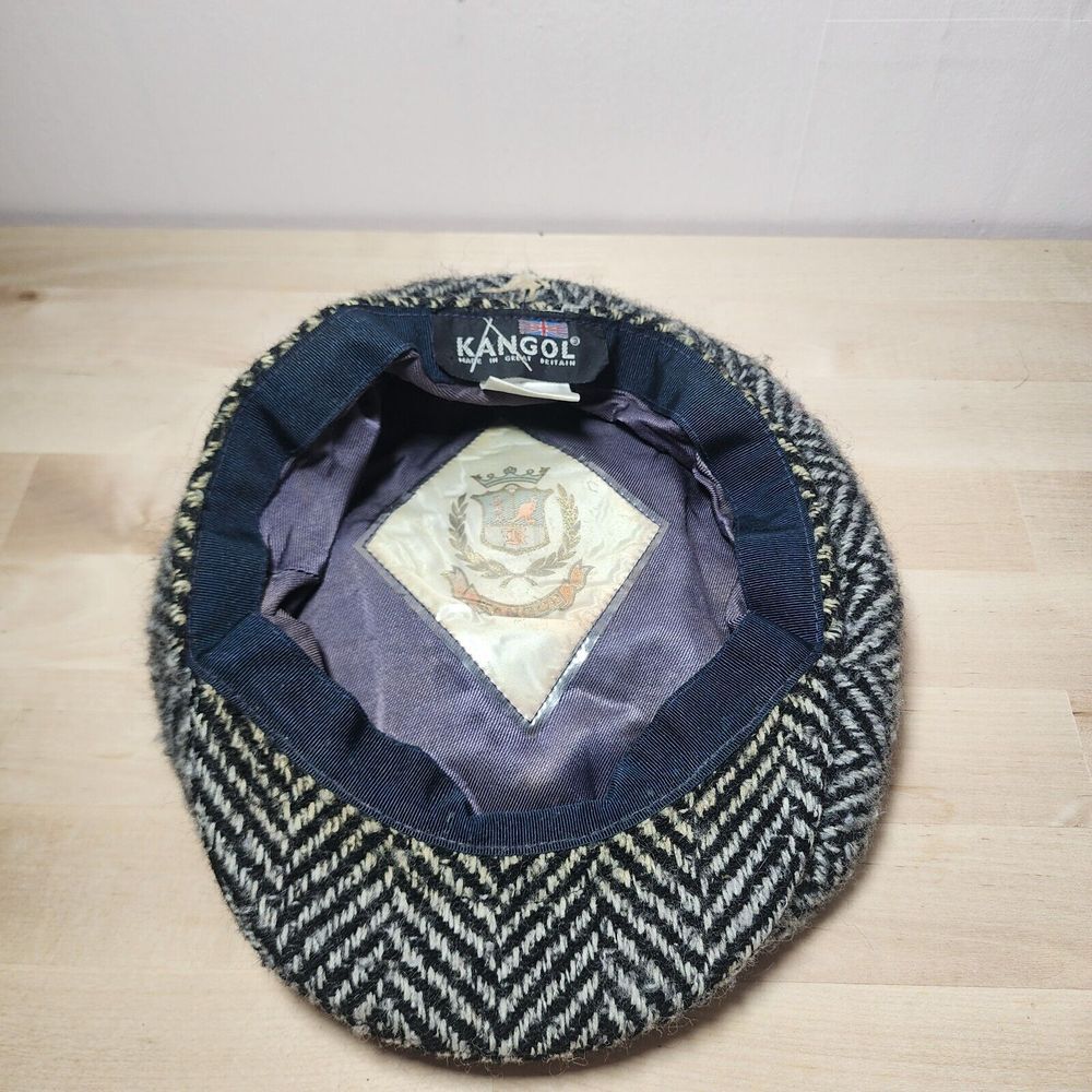 Vintage Kangol Hunting Hat Cap Beret Nova Check Black 100%‎ Wool Made in Europe